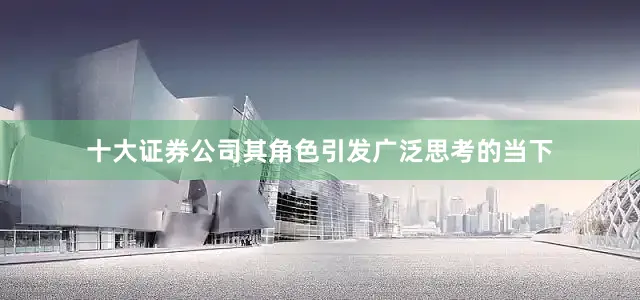 十大证券公司其角色引发广泛思考的当下